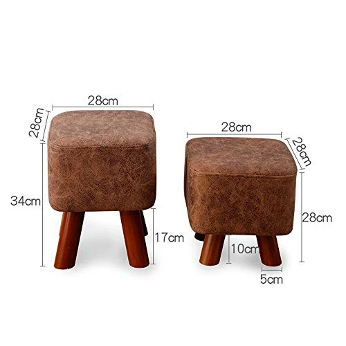 Upholstered Footstool Household Stool Comfortable Technology Cloth Living Room Shoe Bench Solid Wood Legs Bearing 100kg 2 Styles (Color : Brown, Size : 34cm) 3 Upholstered Footstool Household Stool Comfortable Technology Cloth Living Room Shoe Bench Solid Wood Legs Bearing 100kg 2 Styles (Color : Brown, Size : 34cm) - Image 3