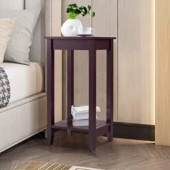 TINKLE WELL Nightstand, Industrial Side Open Shelf, Bedside Desk With 2-Tier Adjustable Storage For Bedroom, Living Room, End Table Set Of 1, Greige -Best Furniture Store 41nXx tkkeL. AC