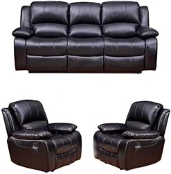 Betsy Furniture 2PC Bonded Leather Recliner Set Living Room Set, Sofa, Loveseat 8018 (Brown, Living Room Set 3+2) -Best Furniture Store 41nai2AbBwL. AC