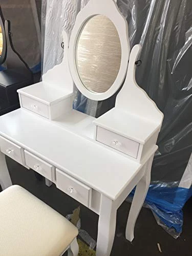 Wood Make-Up Vanity Table Set (White) 2 Wood Make-Up Vanity Table Set (White) - Image 2