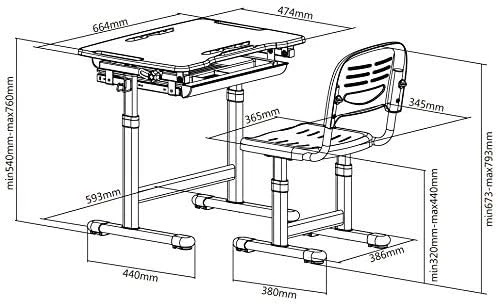 Kids Desk And Chair Set, Functional Children Desk Study Table, Tilted Table Height-Adjustable Desk And Chair Combination With LED Light, Storage Drawers For Boys And Girls, Blue 6 Kids Desk And Chair Set, Functional Children Desk Study Table, Tilted Table Height-Adjustable Desk And Chair Combination With LED Light, Storage Drawers For Boys And Girls, Blue - Image 6