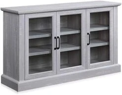 BELLEZE 70 Inch Sideboard Buffet Cabinet, Entertainment Center With Storage, Glass Display Cabinet With Adjustable Shelves Console Table Storage Cabinet For Living Room, Dining Room, Rustic Gray -Best Furniture Store 41nkzPyyAL. AC
