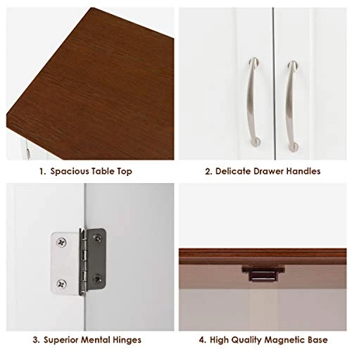 Giantex Buffet Sideboard Storage Credenza Cabinet Console Table Kitchen Dining Room Furniture Organizer, Entryway Cupboard With 2-Door Cabinet And 2 Drawers (White & Vermilion) 7 Giantex Buffet Sideboard Storage Credenza Cabinet Console Table Kitchen Dining Room Furniture Organizer, Entryway Cupboard With 2-Door Cabinet And 2 Drawers (White & Vermilion) - Image 7