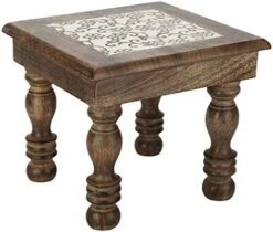 SAVON Wood Stool Footrest Footstool Adults Small Table Tree Of Life White -Best Furniture Store 41o2hubEsHL. AC