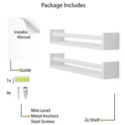 Wallniture Utah 24" Bookshelf For Kids Room Decor, White Floating Shelves For Kitchen, Bathroom Storage Set Of 2 13 Wallniture Utah 24" Bookshelf For Kids Room Decor, White Floating Shelves For Kitchen, Bathroom Storage Set Of 2 -Best Furniture Store 41o6XAfXqTL