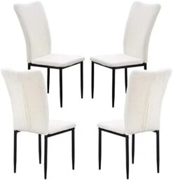 Nopurs Sherpa Dining Chairs Set Of 6 - Modern White Upholstered Boucle Dining Chairs High Back Armless Dining Chair With Black Metal Legs For Kitchen Dining Room Home Office -Best Furniture Store 41oBJoqK SL. AC