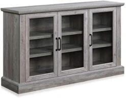 BELLEZE 70 Inch Sideboard Buffet Cabinet, Entertainment Center With Storage, Glass Display Cabinet With Adjustable Shelves Console Table Storage Cabinet For Living Room, Dining Room, Rustic Gray -Best Furniture Store 41oDILKqUGL. AC