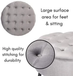 BIRDROCK HOME Tufted Round Grey Ottoman – Velvet Foot Stool – Mid Century Modern Steel Legs - Soft Compact Padded Stool - Living Room Or Bedroom – Vanity Chair - Decorative Furniture 12 BIRDROCK HOME Tufted Round Grey Ottoman – Velvet Foot Stool – Mid Century Modern Steel Legs - Soft Compact Padded Stool - Living Room Or Bedroom – Vanity Chair - Decorative Furniture -Best Furniture Store 41oEG5xrkpL