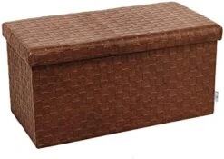B FSOBEIIALEO Folding Storage Ottoman, Faux Leather Footrest Seat Seat Long Ottomans Storage Box Chest, Grey 30"x15"x15" -Best Furniture Store 41oOl7fvCKL. AC