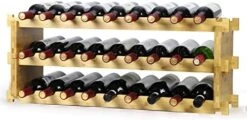 Finnhomy Wine Rack 27-Bottle 3-Tier Natural Bamboo Display Wine Storage Shelves Stackable Wine Bottle Holder -Best Furniture Store 41oY6D0qHUL. AC