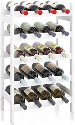 SMIBUY Bamboo Wine Rack, 20 Bottles Display Holder, 5-Tier Free Standing Storage Shelves For Kitchen, Pantry, Cellar, Bar (Black) -Best Furniture Store 41oYoHa8qL. AC