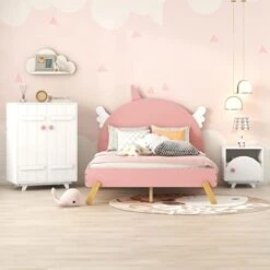 Harper & Bright Designs 3 Pieces Bedroom Sets,Bedroom Furniture Set With Full Size Platform Bed,Nightstand And Wardrobe For Kids Boys Girls(Pink+White) 17 Harper & Bright Designs 3 Pieces Bedroom Sets,Bedroom Furniture Set With Full Size Platform Bed,Nightstand And Wardrobe For Kids Boys Girls(Pink+White) -Best Furniture Store 41oZkgH8rXL