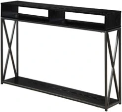 Convenience Concepts Tucson Deluxe Console Table With Shelf, Weathered Gray/Black -Best Furniture Store 41og4EJ OOL. AC