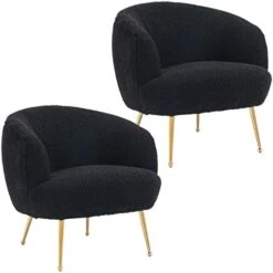 DUOMAY Modern Accent Chair With Ottoman, Sherpa Upholstered Barrel Chair With Footrest, Comfy Lounge Chair Single Sofa Armchair Club Chair For Living Room Bedroom Office, White -Best Furniture Store 41ojaaE6WjL. AC