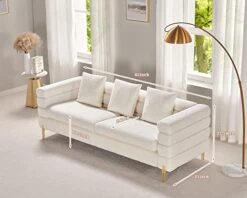 AMERLIFE Sofa, 2 Piece Sofa Set, Loveseat Set- Oversize Sofa Couch, Comfy Sofa For Living Room- Bouclé Deep Seat Sofa, White Sofa -Best Furniture Store 41pCncZfg7L