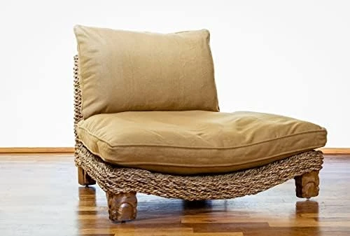 XoticBrands Seagrass Meditation Yoga Chair - Natural With Cream Cushion 9 XoticBrands Seagrass Meditation Yoga Chair - Natural With Cream Cushion - Image 9