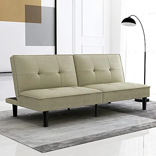 IULULU Futon Sofa Bed, Modern Convertible Armless Sleeper Couch Daybed For Studio, Apartment, Office, Small Space, Compact Living Room, Sage Grey 1 IULULU Futon Sofa Bed, Modern Convertible Armless Sleeper Couch Daybed For Studio, Apartment, Office, Small Space, Compact Living Room, Sage Grey