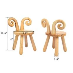 Wooden Toddler Chair, Naturally Finished Solid Hardwood,Kids Stool Chair, Handmade, For Playroom, Nursery, Preschool, Bedroom, Kindergarten Eating, Reading, Playing, Boys Girls Age 2+ (1, Sheep Horn)