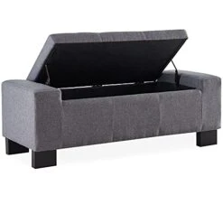 BELLEZE 50 Inch Storage Ottoman Bench, Upholstered Tufted Linen Fabric, Foam Padded Large Rectangular Footrest, Living Room Furniture - Arlington (Gray) 11 BELLEZE 50 Inch Storage Ottoman Bench, Upholstered Tufted Linen Fabric, Foam Padded Large Rectangular Footrest, Living Room Furniture - Arlington (Gray) -Best Furniture Store 41pYjkeic5L