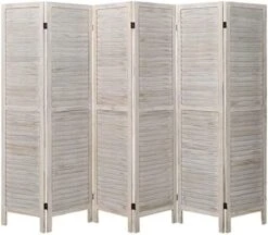 6 Panel Room Divider, Wood Room Divider Temporary Wall, Extra Wide Folding Room Dividers And Privacy Screens, Dividers For Bedroom Studio Apartment Dorm(White) -Best Furniture Store 41pbpoix EL. AC