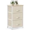 3 Drawer Fabric Dresser Storage Tower, Dresser Chest With Wood Top, Organizer Unit For Closets Bedroom Nursery Room Hallway (Beige)