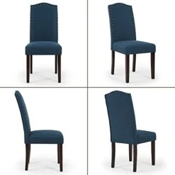 LSSPAID Dining Chairs Set Of 4, High Back Fabric Upholstered Parsons Dining Room Chairs, Nail Head Trim Dining Chair, Turquoise -Best Furniture Store 41purpPk7IL