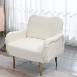 Lin-Utrend Accent Chair With Arms For Living Room,Lounge Armchair, Modern Tufted Single Chair With Gold Metal Legs Upholstered Reading Club Chair For Bedroom,Studio, Office, Powder Room(Olive) -Best Furniture Store 41q2wtCjpJL. AC