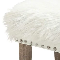 White Faux Fur Ottoman Bench Upholstered Bench For Bedroom/Living Room/Entryway Decorative Accent Bench With Wood Legs -Best Furniture Store 41q44ffiebL