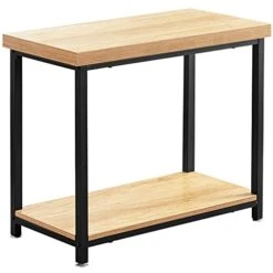 WOODYNLUX End Table - 2-Tier Narrow Side Table With Open Storage, Slim Nightstand For Bedroom, Living Room, Couch, Hallway, Spacious And Skinny, Modern Console Table With Sturdy Metal Frame