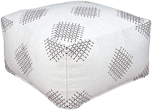 Signature Design By Ashley Mabyn Handwoven Boho Pouf, 24 X 24 In, White And Gray 5 Signature Design By Ashley Mabyn Handwoven Boho Pouf, 24 X 24 In, White And Gray - Image 5