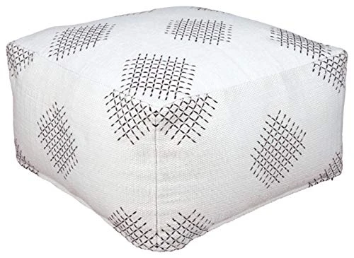 Signature Design By Ashley Mabyn Handwoven Boho Pouf, 24 X 24 In, White And Gray 1 Signature Design By Ashley Mabyn Handwoven Boho Pouf, 24 X 24 In, White And Gray