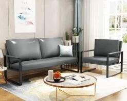 AWQM PU Leather Love Seats Sofa, 45" Mini Upholstered Couch For Small Space, Modern Accent Chair With Armrest And Removable Cushions, 2-Seater Lounge For Living Room, Bedroom, Office (Brown) -Best Furniture Store 41qalKGqp3L. AC