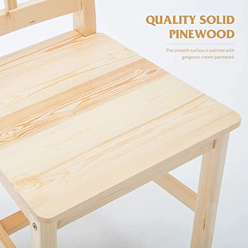 Alohappy Dining Table Set For 4, Pine Wood Kitchen Table Dining Table And Chairs Set 5PCS For 4 Person For Kitchen Dining Room Living Room 4 Alohappy Dining Table Set For 4, Pine Wood Kitchen Table Dining Table And Chairs Set 5PCS For 4 Person For Kitchen Dining Room Living Room - Image 4