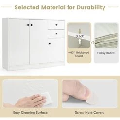 PETSITE Buffet Cabinet, Kitchen Sideboard With Storage Cabinets & Drawers, Modern Credenza Coffee Bar Server Console Table Cupboard For Entryway Living Dining Room, White 8 PETSITE Buffet Cabinet, Kitchen Sideboard With Storage Cabinets & Drawers, Modern Credenza Coffee Bar Server Console Table Cupboard For Entryway Living Dining Room, White -Best Furniture Store 41ql4UIvYtL