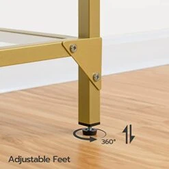 HOOBRO 55.1" Gold Console Table, Narrow Tempered Glass Entryway Table, Sofa Table Behind Couch, Modern Style, Metal Frame, Hallway, Living Room, Gold GD06XG01 -Best Furniture Store 41qrXMWB18L