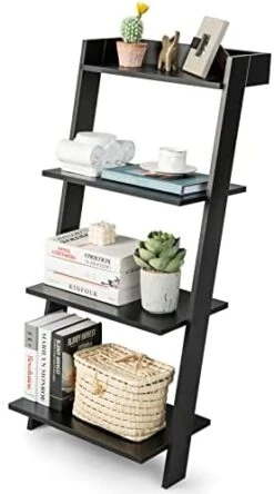 Tangkula 4 Tier Ladder Shelf, Leaning Bookshelf With Solid Wooden Frame, Anti-toppling Device, Anti-falling Baffle, Organizer Shelf, Open Shelving Unit For Home Office, 19.5 X 17.5 X 43 Inches (White) 16 Tangkula 4 Tier Ladder Shelf, Leaning Bookshelf With Solid Wooden Frame, Anti-toppling Device, Anti-falling Baffle, Organizer Shelf, Open Shelving Unit For Home Office, 19.5 X 17.5 X 43 Inches (White) -Best Furniture Store 41qx9mKS8ZL. AC