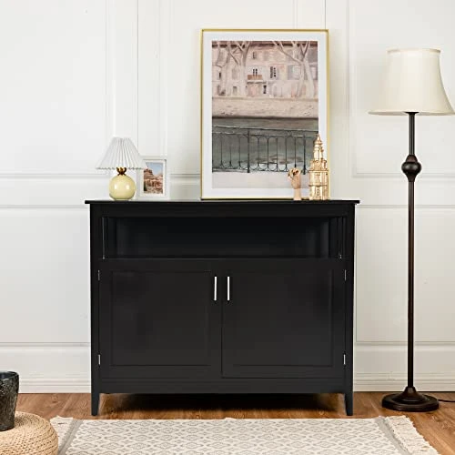 LOKO Buffet Cabinet With Storage, Freestanding Kitchen Cabinet With Adjustable Shelf, Storage Sideboard Console Table, 45 X 20 X 36 Inches (Brown) 2 LOKO Buffet Cabinet With Storage, Freestanding Kitchen Cabinet With Adjustable Shelf, Storage Sideboard Console Table, 45 X 20 X 36 Inches (Brown) - Image 2