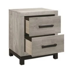 Benjara Adia 24 Inch Classic 2 Drawer Nightstand Metal Handles Rustic Gray Finish -Best Furniture Store 41r4l8a6KPL