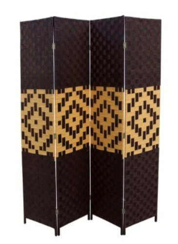 ORE International FW0676ZB 4-Panel Screen Room Divider On 2-Inch Leg, Espresso/Brown Paper Straw Weave 1 ORE International FW0676ZB 4-Panel Screen Room Divider On 2-Inch Leg, Espresso/Brown Paper Straw Weave