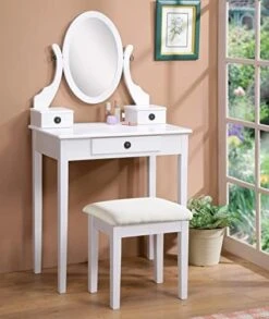 Moniya White Wood Vanity Table And Stool Set (3415WH) Medium 18 Moniya White Wood Vanity Table And Stool Set (3415WH) Medium -Best Furniture Store 41r9SyS1V3L. AC