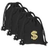 Zerodeko 4pcs Canvas Money Bag Drawstring Pouches Dollar Sign Symbol Carrying Sack Burglar Costume Money Bag Props For Pirate Bank Robber Cowboy Cosplay Party Novelty Toy