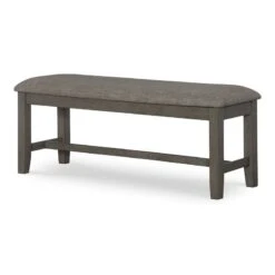 HFO Allston Park 19.5" Upholstered Fabric Farmhouse Rustic Solid Wood Dining Bench For Kitchen Dining Room In Gray
