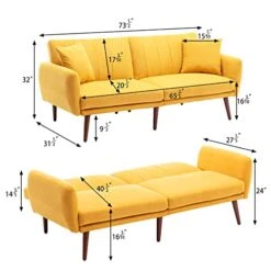 BNEHS Convertible Sofa Bed With Adjustable Backrest,Futon Loveseat Couch Bed With Wooden Frame & Leg - Modern Sleeper Sofa With Storage For Small Living Room,Dorm,Studio(Yellow) 10 BNEHS Convertible Sofa Bed With Adjustable Backrest,Futon Loveseat Couch Bed With Wooden Frame & Leg - Modern Sleeper Sofa With Storage For Small Living Room,Dorm,Studio(Yellow) -Best Furniture Store 41rK4kqVXKL