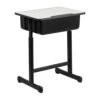 Flash Furniture Billie Student Desk With Grey Top And Adjustable Height Black Pedestal Frame