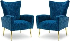 HOMEFUN Accent Chair Set Of 2, Velvet Wingback Armchair Modern Upholstered Single Sofa With Metal Legs For Living Room Bedroom Nursery, Beige -Best Furniture Store 41rYofmtxaL. AC