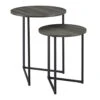 Walker Edison Modern Round Metal Base Nesting Set Side Accent Table Living Room Storage Small End Table, Set Of 2, Slate Grey