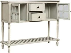 42" Wide Console Table Sideboard Buffet Server With 2 Doors And Bottom Shelf, Sideboard Storage Cabinet For Living Room (White) 16 42" Wide Console Table Sideboard Buffet Server With 2 Doors And Bottom Shelf, Sideboard Storage Cabinet For Living Room (White) -Best Furniture Store 41rlSgPfTkL. AC