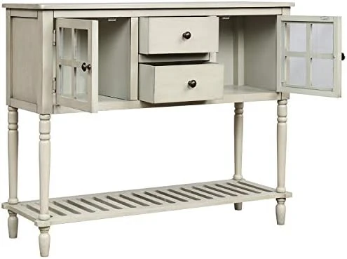 42" Wide Console Table Sideboard Buffet Server With 2 Doors And Bottom Shelf, Sideboard Storage Cabinet For Living Room (White) 7 42" Wide Console Table Sideboard Buffet Server With 2 Doors And Bottom Shelf, Sideboard Storage Cabinet For Living Room (White) - Image 7