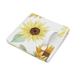 Sweet Jojo Designs Sunflower Boho Floral Girl Small Fabric Toy Bin Storage Box Chest For Baby Nursery Or Kids Room - Yellow, Green And White Farmhouse Watercolor Flower