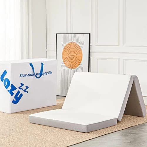 Folding Mattress, 4 Inch Memory Foam Tri-fold Mattress With Breathable & Washable Bamboo Fiber Fabric Cover, Foldable Floor Mattress Guest Bed For Camping, Road Trip, Single 7 Folding Mattress, 4 Inch Memory Foam Tri-fold Mattress With Breathable & Washable Bamboo Fiber Fabric Cover, Foldable Floor Mattress Guest Bed For Camping, Road Trip, Single - Image 7